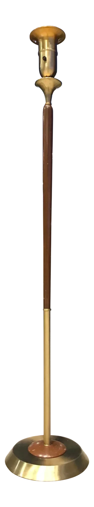 Danish Modern Walnut & Brass Torchiere Floor Lamp Manner of Gerald Thurston for Lightolier