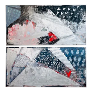 California Mix Media Two Impressionist Abstract Signed Oil on Panel