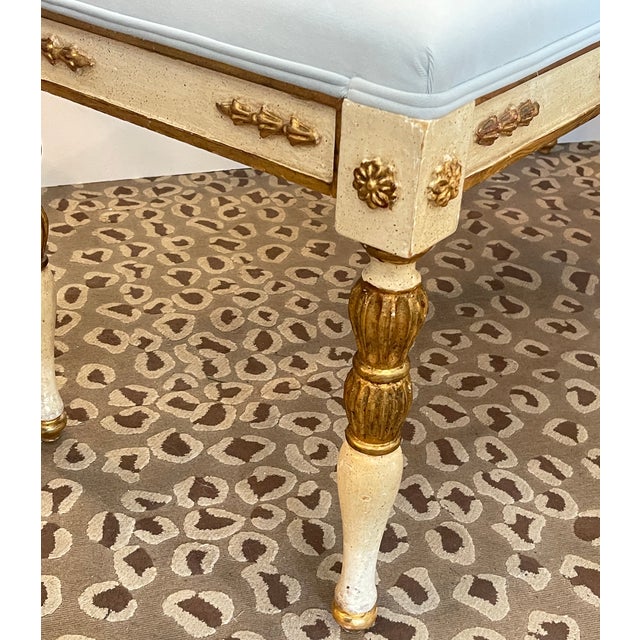 Off-white French Louis XVI Style Painted Bench, 1950s For Sale - Image 8 of 15