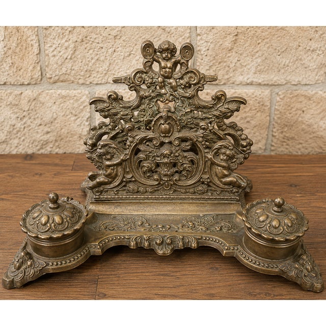 Antique Bronze Inkwell with Cherubs, 1800s For Sale - Image 8 of 8