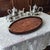 An exceptional and generously proportioned early 20th-century Edwardian mahogany butler's gallery tray of desirable oval...