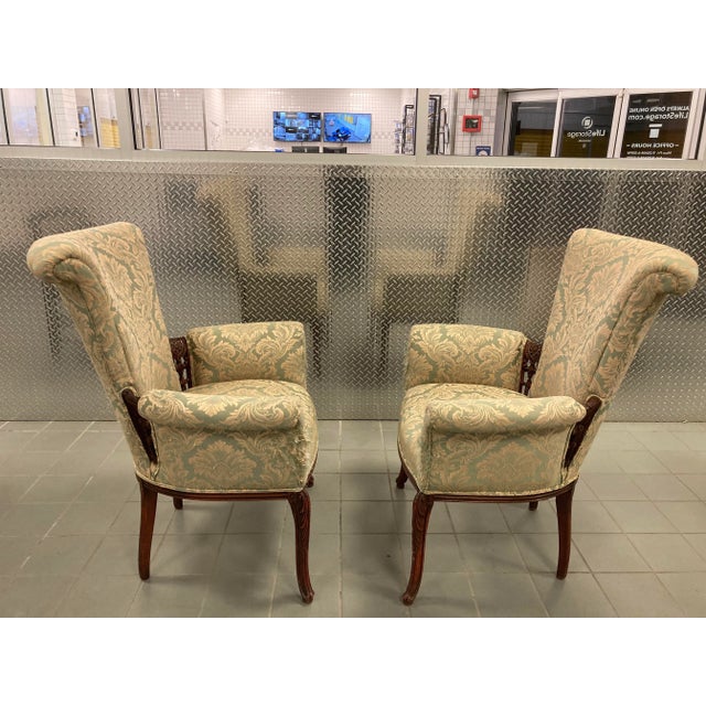 Wood Early 20th Century Grosfeld House Scroll Back Arm Chairs - a Pair For Sale - Image 7 of 9