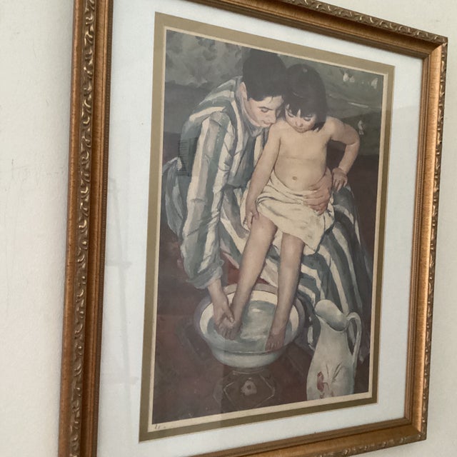 Blue Framed Print "The Bath" 1/10 by Mary Cassat Circa 1961 For Sale - Image 8 of 11