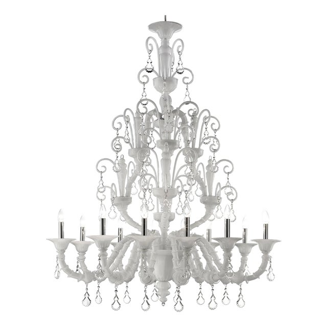 Chandelier with Curled Murano Glass Details by Simoeng For Sale