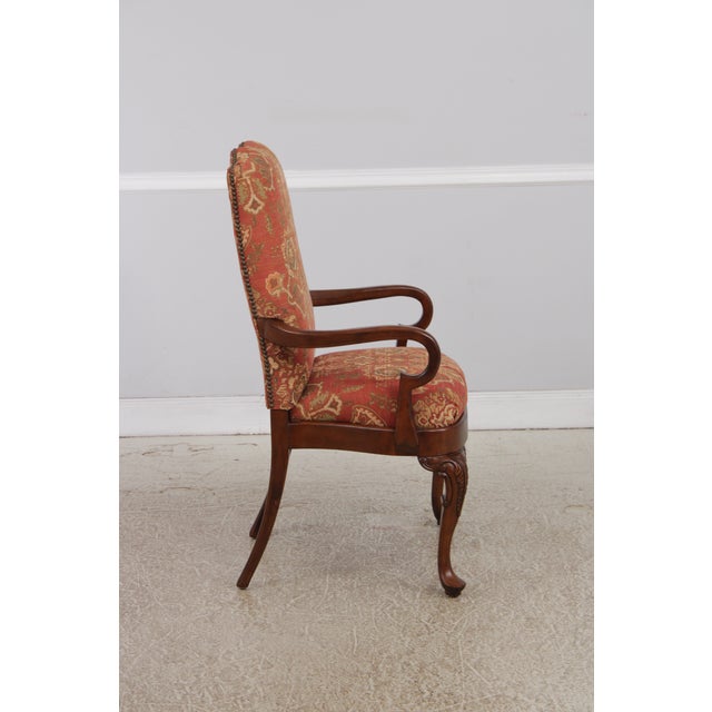 Pair of Henredon Mahogany Tapestry Upholstered Open Armchairs For Sale In Philadelphia - Image 6 of 17