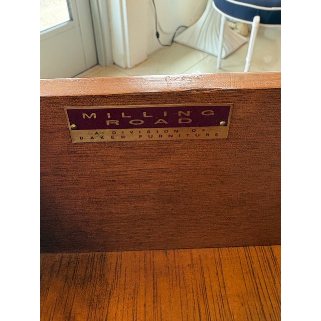 Brown Vintage Baker Milling Road Chest of Drawers Bamboo Pencil Reed Rattan For Sale - Image 8 of 12