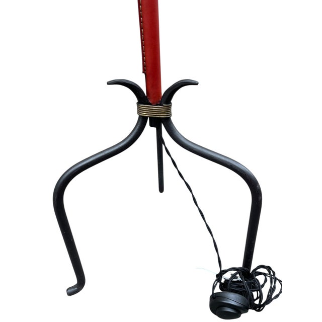 Mid-Century Modern Leather-Covered Floor Lamp by Jacques Adnet, 1950s For Sale - Image 3 of 10