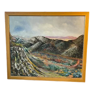 1960s American School Southwestern Landscape Signed Painting, Framed
