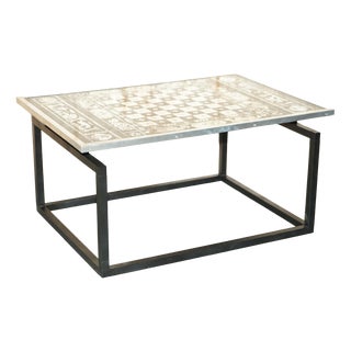 Game Table with Chess Board in Silvered Chrome, 1960s For Sale