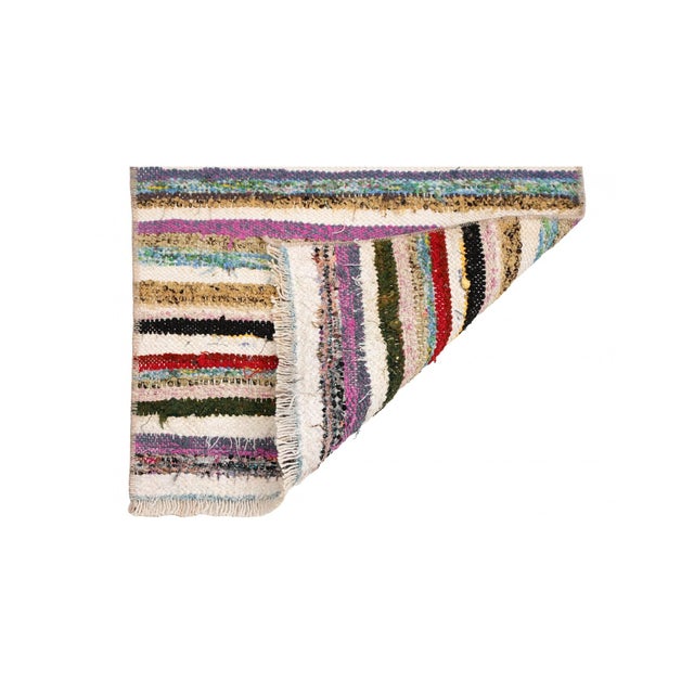 Mid-Century Modern Decorative Vintage Mini Rag Rug - 1`9″ X 2`11″ For Sale - Image 3 of 3