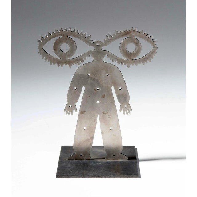 Grisha Bruskin, Russian Judaica "Vision" Abstract Kabbalah Figure Steel Sculpture Grisha Bruskin, 1992 For Sale - Image 9 of 9