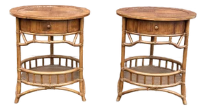 1990s British Colonial Style Oversized End Tables or Center Table- A Pair