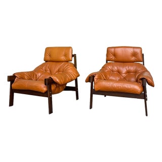 Lounge Chairs Modell MP-41 in Cognac Leder by Percival Lafer, Brazil, 1960s, Set of 2 For Sale