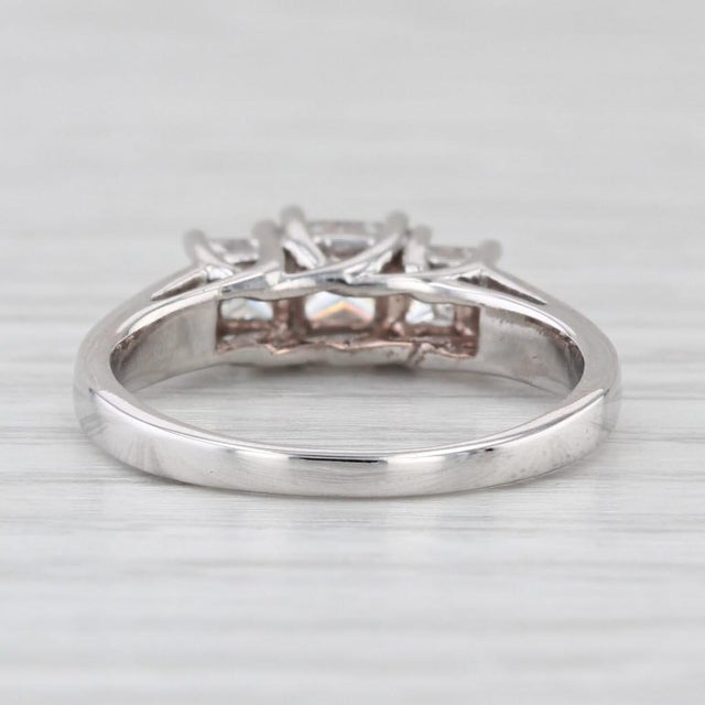 0.87ctw Princess Diamond 3-Stone Engagement Ring 14k White Gold Size 6.5 For Sale In Greensboro - Image 6 of 8
