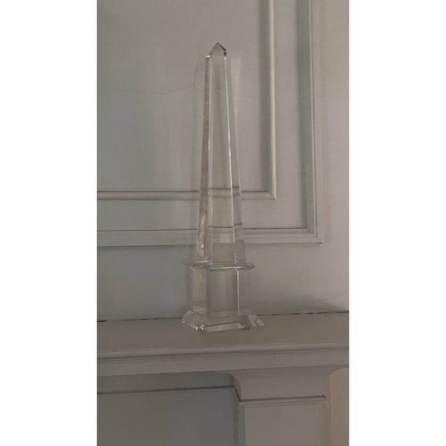 Late 20th Century Large Vintage French Crystal Glass Obelisk For Sale - Image 5 of 12