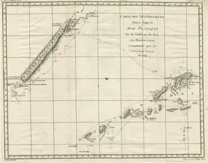 Engraving of the Track of Captain Cook's Resolution in the Pacific, 1780