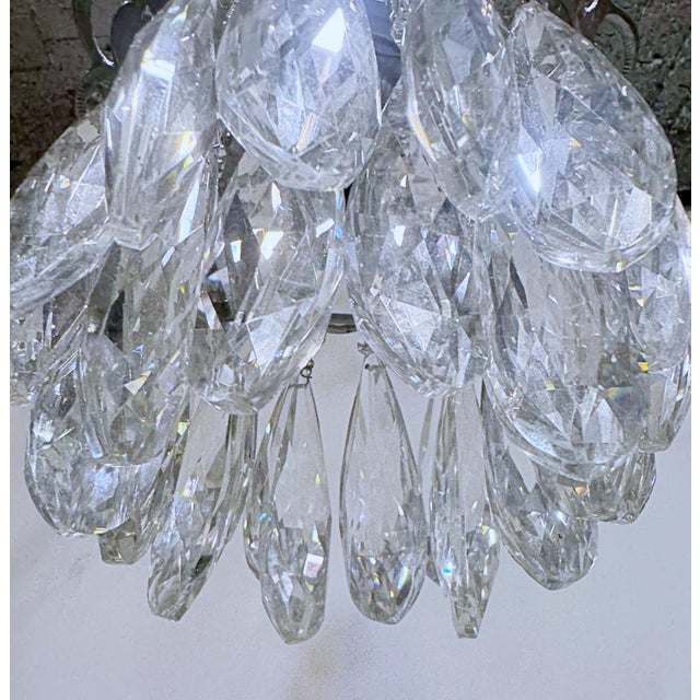 Vintage Crystal Prismatic Pendant Chandelier With Silver Frame For Sale - Image 4 of 7