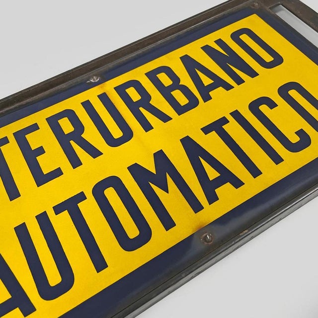 Mid-Century Modern Italian Yellow White and Black Metal Telephone Sign, 1960s For Sale - Image 15 of 18