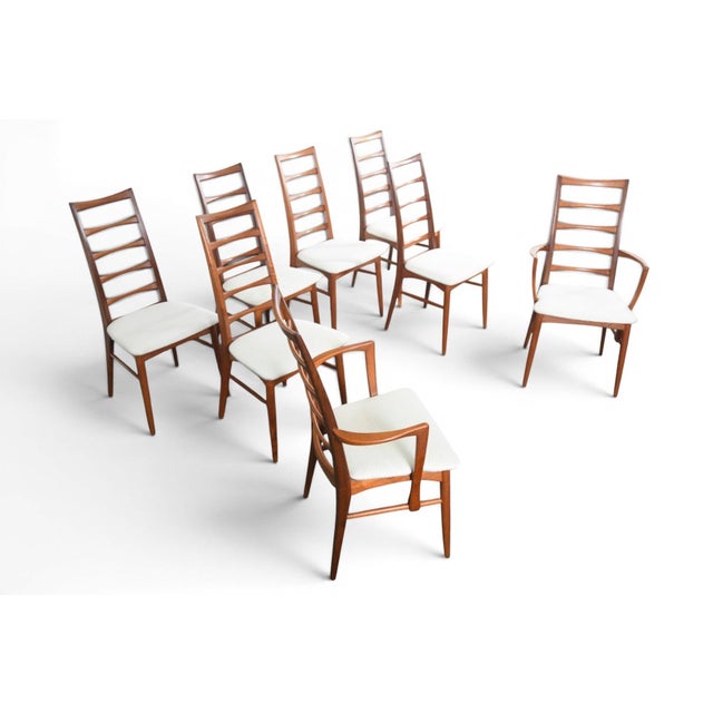 Mid 20th Century Set of Eight 'Lis' Highback Dining Chairs in Teak For Sale In San Francisco - Image 6 of 15