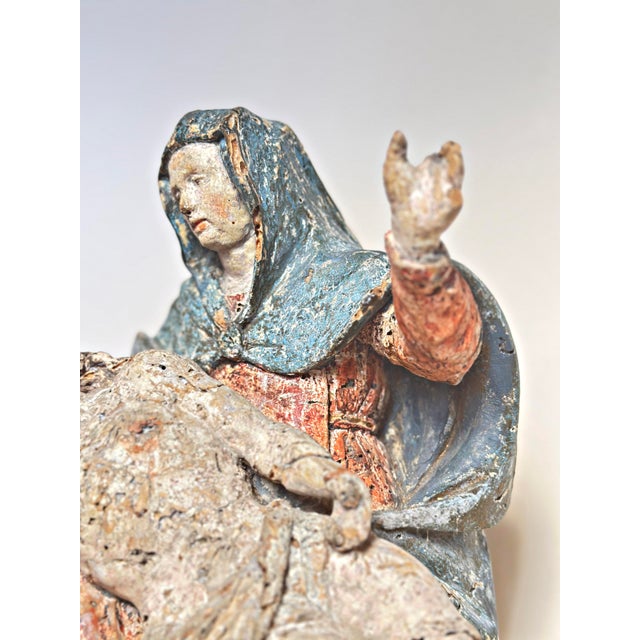 Pieta / Vesperbild, German, 17th century Carved wood, painted Dimensions: 38.5 x 21 x 18 cm Worm-eaten (no traces...