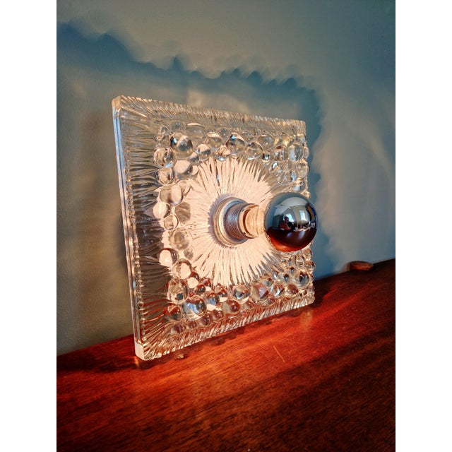 Space Age Wall Sconce in Clear Pressed Molded Glass, 1970s For Sale - Image 11 of 13