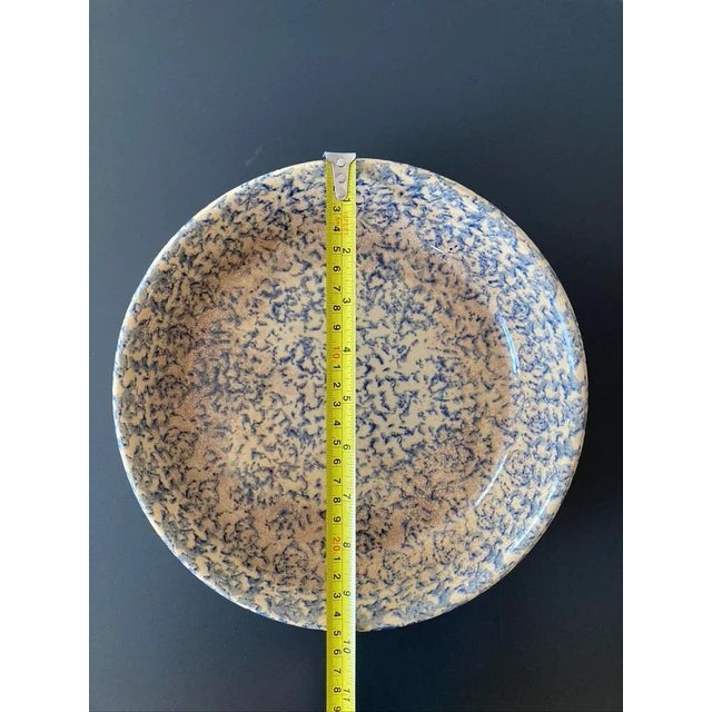 Robinson Ransbottom Pottery Co. American Robinson Ransbottom Quiche Tart Serving or Baking Dish Spongeware Pie Plate – Rustic Folk Art Pottery For Sale - Image 4 of 12