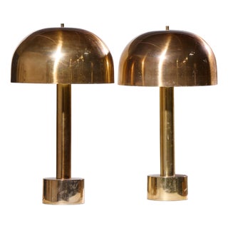 Mid 20th Century Robert Sonneman for Laurel Mid Century Brass Dome Table Lamp - Pair For Sale