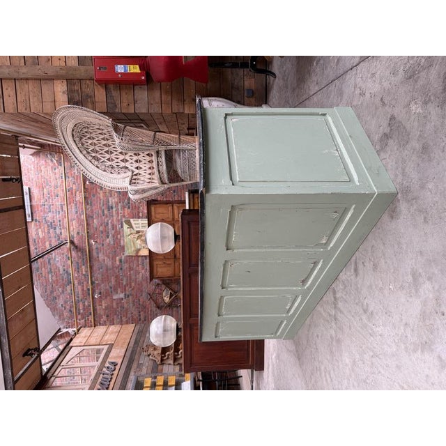 Sage Green and Black Wooden Retail Counter For Sale - Image 3 of 17