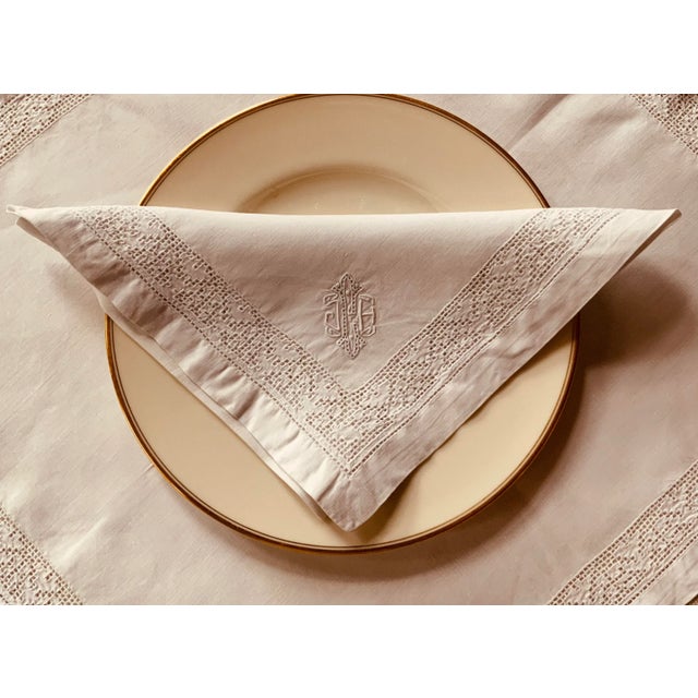 Exquisite Set of Eight French Linen Napkins,c.1930 For Sale - Image 4 of 11