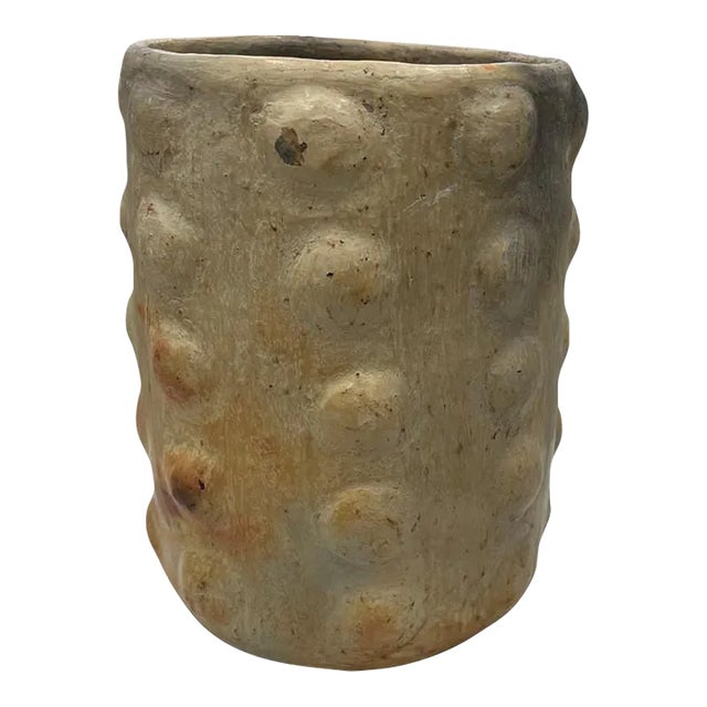 Sejnane Cylindrical Clay Bumpy Vessel - Light Medium For Sale
