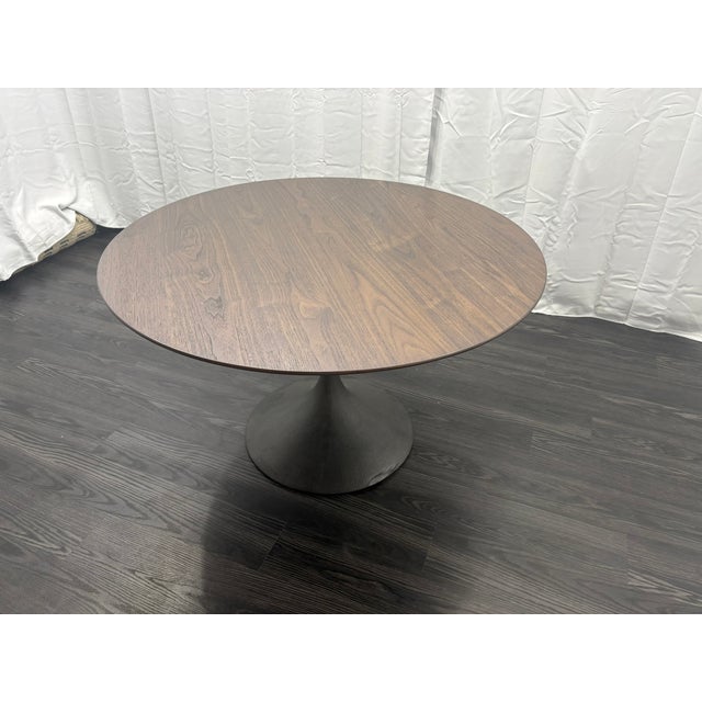 RH Aero Round Dining Table – 50" Brown Oak Top | Cast Iron Pedestal Base Open Box | Beautiful Condition | Sculptural...