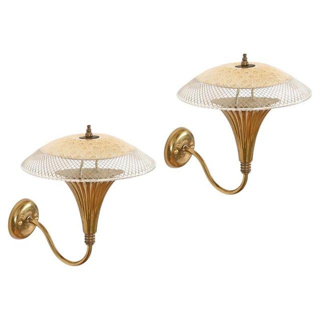Italian Flower Sconces in Brass and Enamelled Metal from Arredoluce, 1950s, Set of 2 For Sale - Image 13 of 13