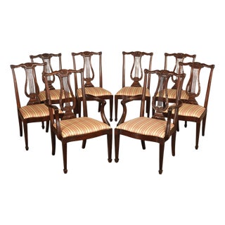 Henkel Harris Mahogany Set Of Eight Lyre Back Dining Chairs For Sale