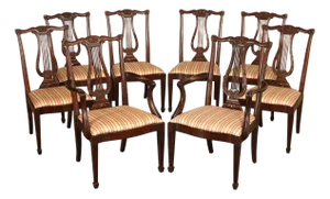 Henkel Harris Mahogany Set Of Eight Lyre Back Dining Chairs