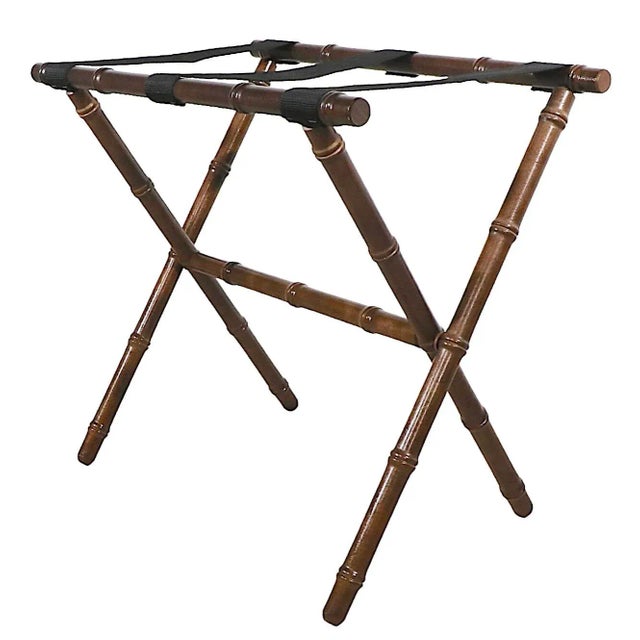 Folding Valet Stand in Bamboo With Strapping Supports For Sale - Image 9 of 10