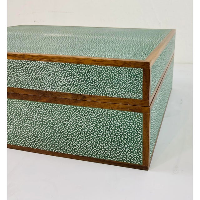 Made Goods Modern Large Sage Green Faux Shagreen Cooper Box For Sale In Atlanta - Image 6 of 6