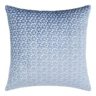 The House Of Scalamandré Petal Velvet Square Pillow In Cornflower For Sale
