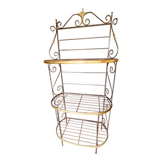 Mid 19th Century French Bakers Rack With Brass Detail For Sale
