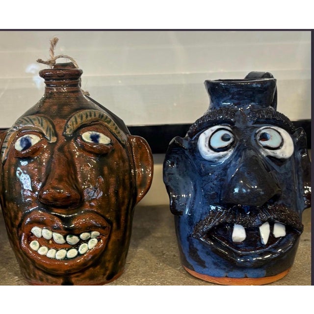 Folk Art Four Unique Face Jugs From Four of the Best Folk Artists For Sale - Image 3 of 6