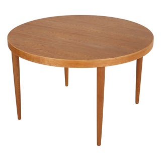 Round Danish Oak Dining Table by Villy Schou Andersen, 1970s For Sale
