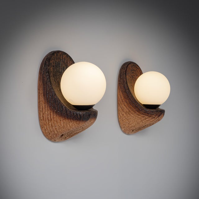 Eartly Ceramic and Opaline Glass Wall Lamp from Doria Leuchten, Germany, 1970s, Set of 2 For Sale - Image 6 of 8