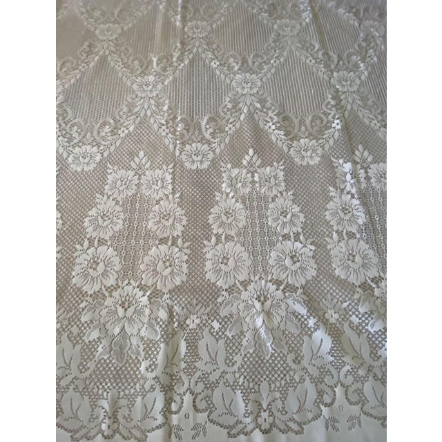 Victorian Vintage Lace Window Curtain Panel Victorian Style 63" W X 79" L For Sale - Image 3 of 6