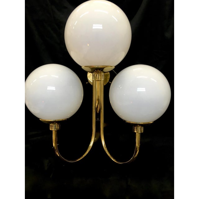 Italian Brass and Murano Glass Globe Sconces, 1980s, Set of 2 For Sale - Image 3 of 5