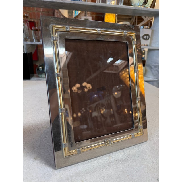 Vintage Gucci Silver & Gold Tone Picture Frame 5x7 For Sale In Los Angeles - Image 6 of 6