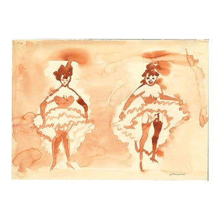 Mino Maccari, Can-Can, Nude, 1960s, Watercolor For Sale