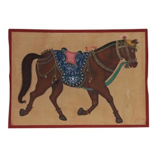 Indian Mughal Style Gauche Painting on Cloth For Sale