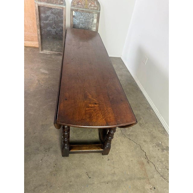 English Oak Gateleg Dining Table With Turned Supports For Sale - Image 14 of 15