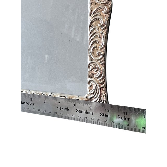 Silver 1980s Large Rococo Revival Silverplated Acanthus Scroll Picture Frame 12" × 10" for 9" × 11" Image For Sale - Image 8 of 11