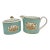 Late 20th Century Fortnum & Mason St James Eau De Nil Chinoiserie Bone China Sugar & Creamer by Caverswall For Sale