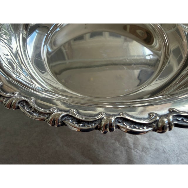 Traditional Early 20th Century Theodore B. Starr Sterling Silver Footed Serving Bowl No. 970 | 463 Grams | Repoussé Scroll Border For Sale - Image 3 of 7